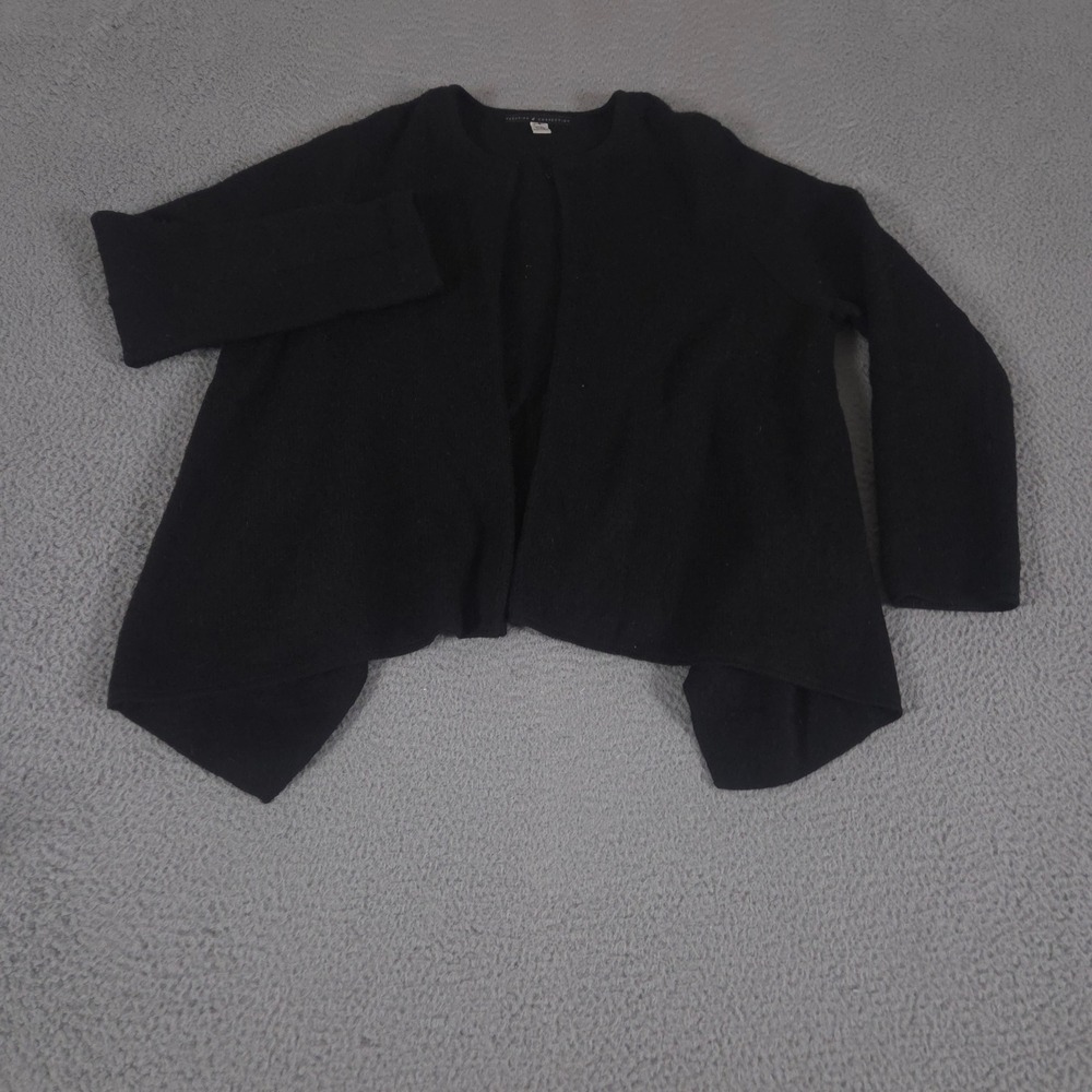 Peruvian Connection Sweater Womens S Black 100% Baby Alpaca Draped Cardigan Open